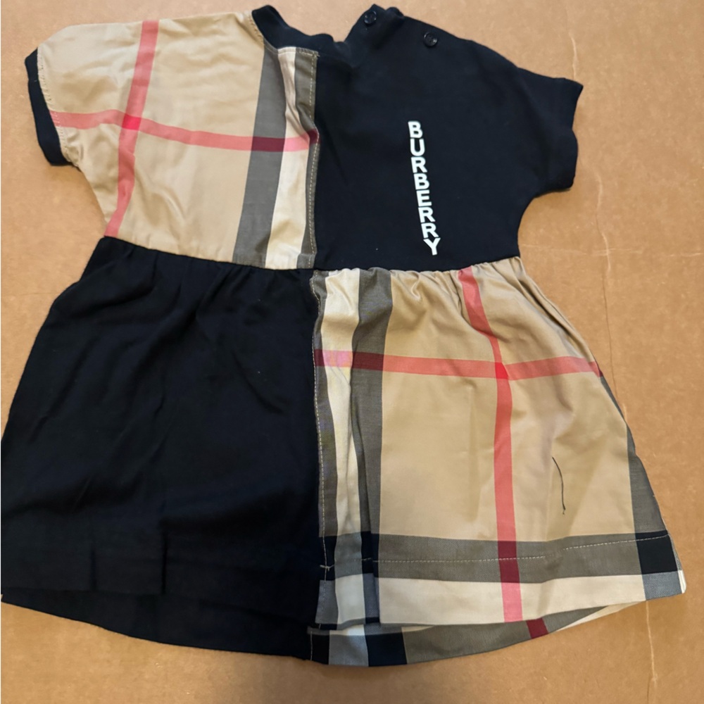Burberry Black and Tan Plaid Shirt with bottom ( worn good condition )